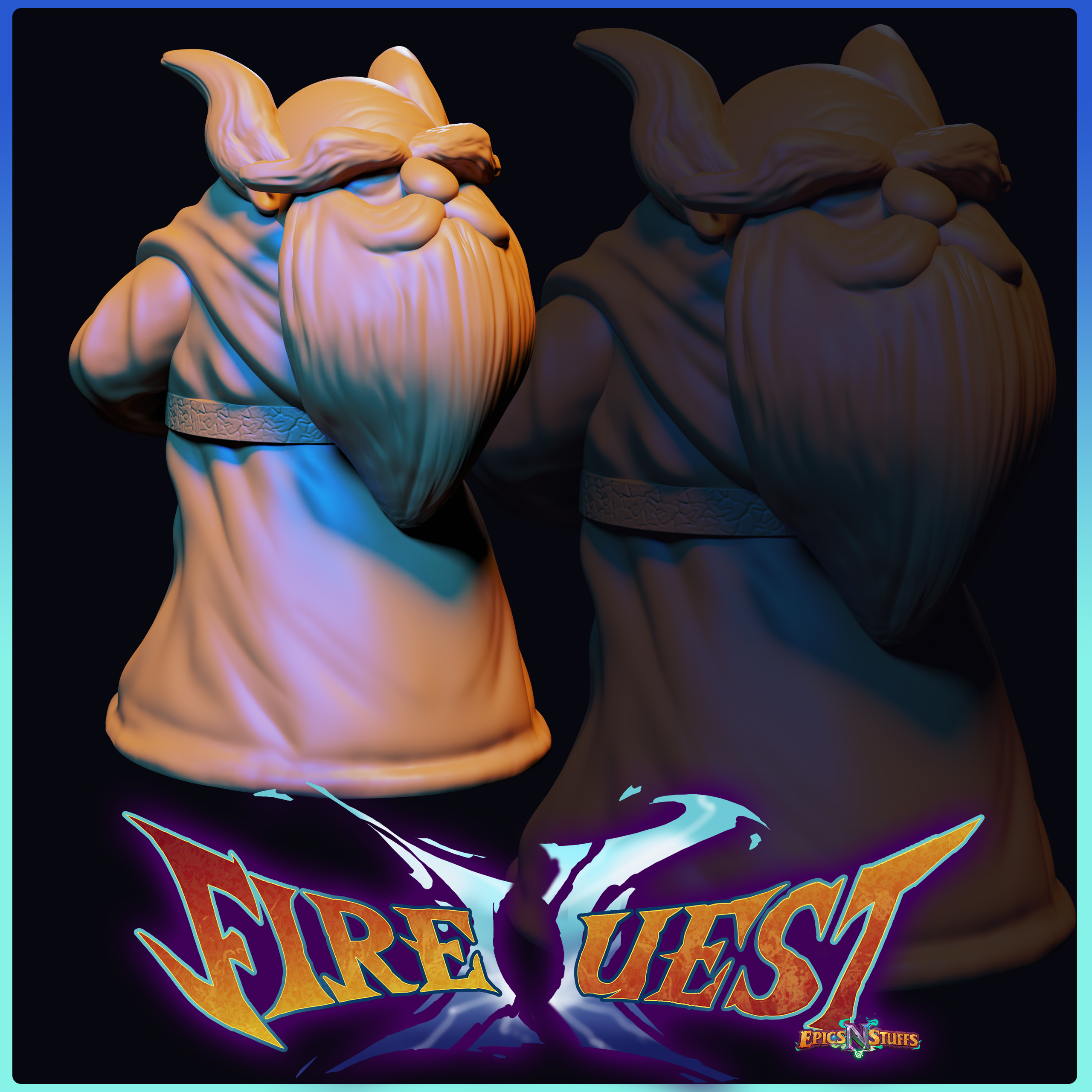 Old Wise Man, Fire Quest II Miniature/Statue - Pre-Supported